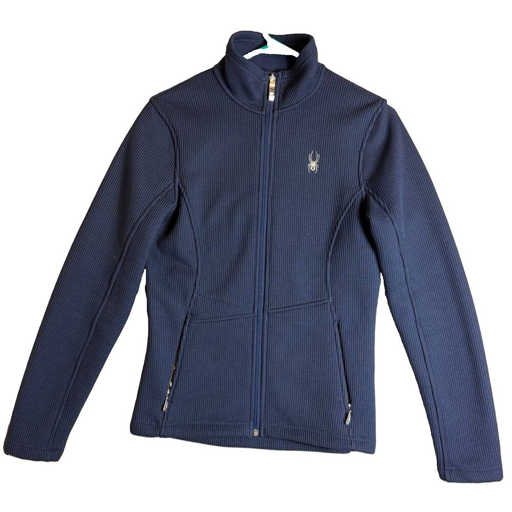 Spyder Core Sweater #2323 Full Zip Fleece Lined Womens Size Medium Navy EUC